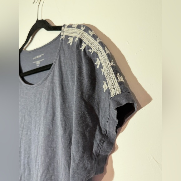 Pure Jill J. Jill Embroidered Dolman Tunic Organic Cotton Grey M Petite Boho - Picture 3 of 8